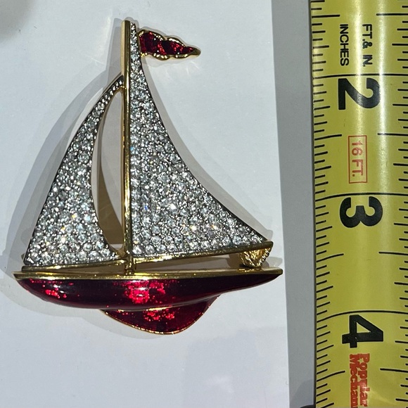 Signed Swarovski Pave Crystal Sailboat Vintage Retired - Picture 3 of 4
